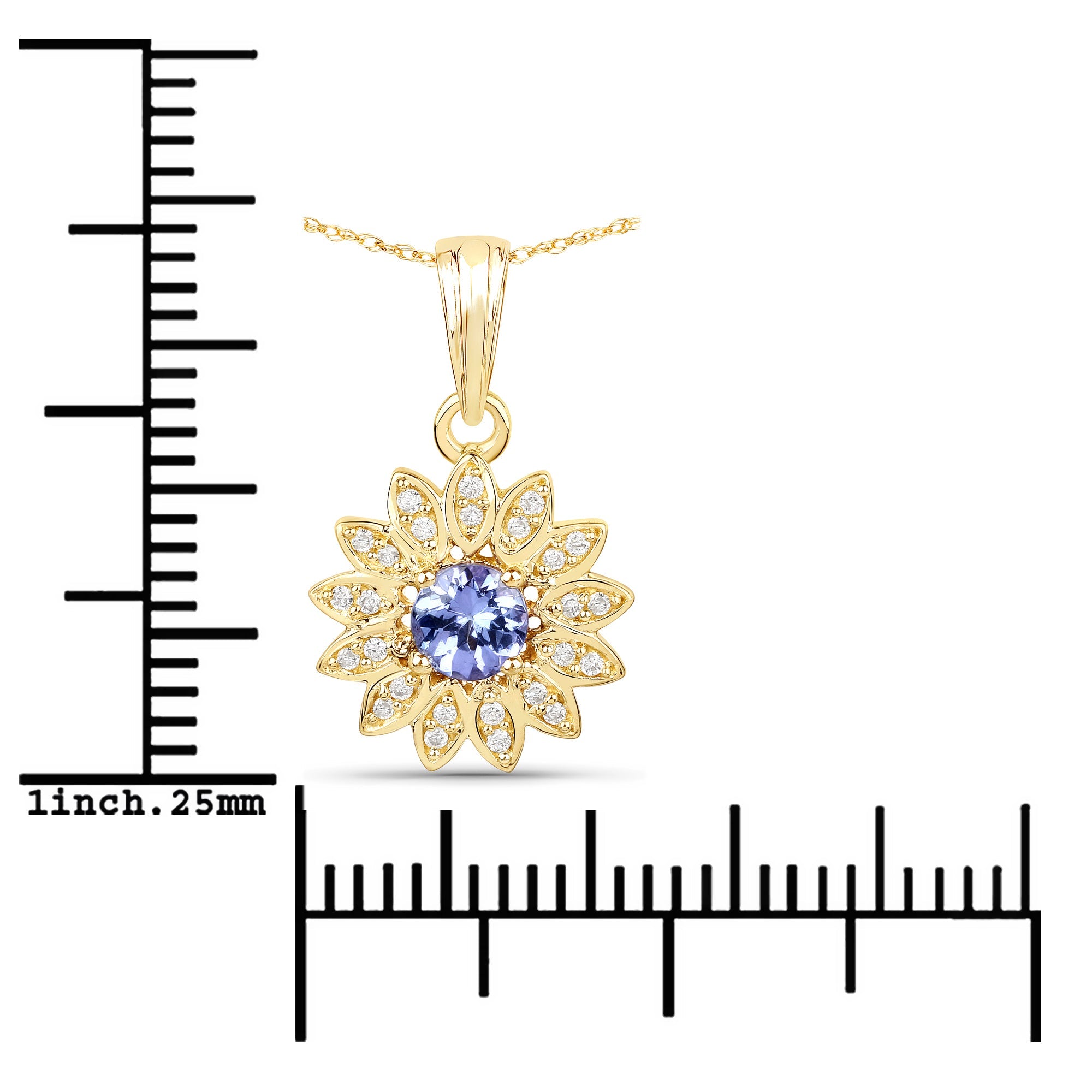 0.31 Carat Genuine Tanzanite and White Diamond 14K Yellow Gold Pendant by Bids.com
