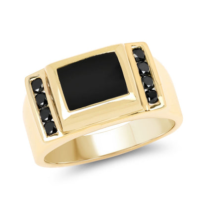 2.14 Carat Genuine Black Onyx and Black Diamond .925 Sterling Silver Ring by Bids.com