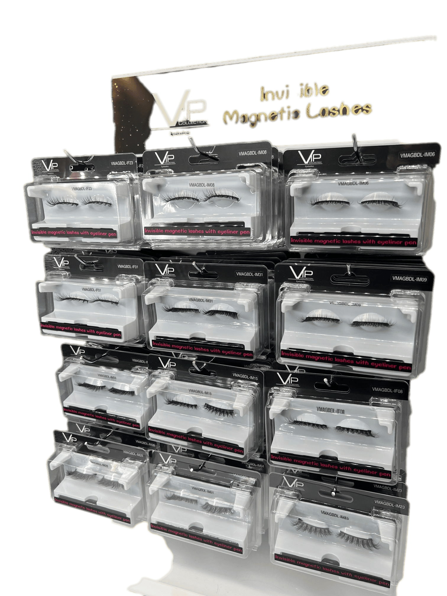 VIP 12-Slot Display with Magnetic Lashes &amp; Eyeliner