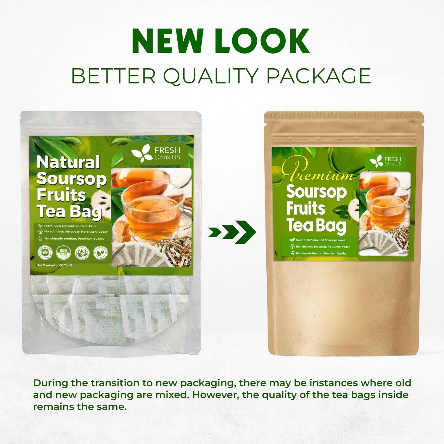 Premium Soursop Graviola Fruit Tea Bags, Tea Powder, 100% Natural and Pure from Soursop Fruits, Handmade, Made With Natural Materials-Corn Fiber Tea Bag, Sugar/Caffeine/Gluten Free, Hoja Guanabana Tea