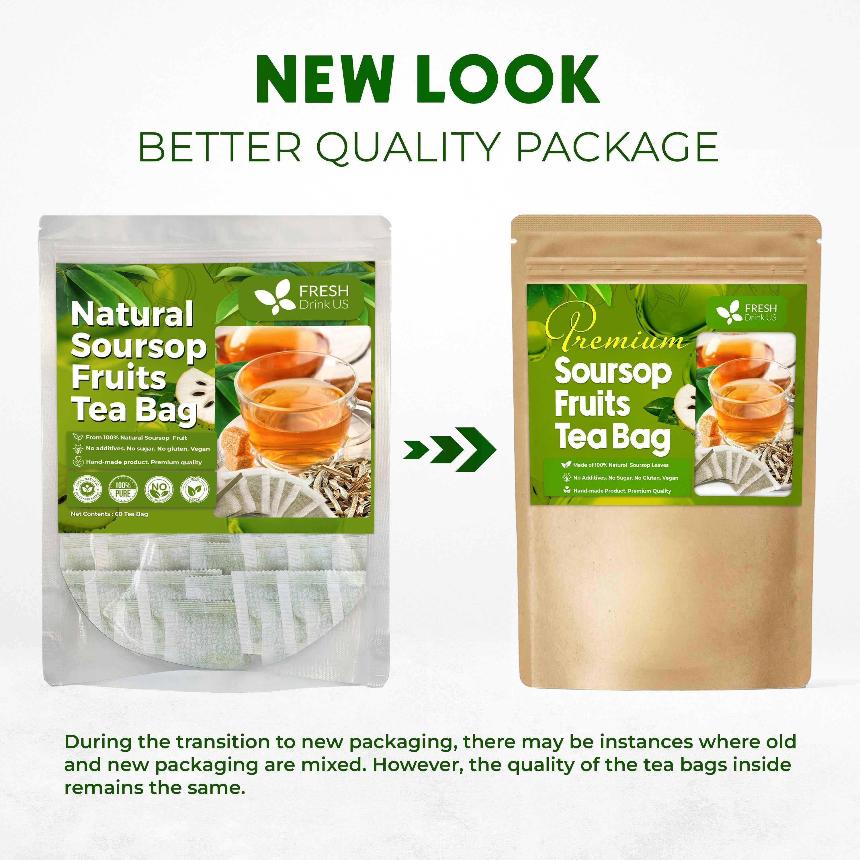 Premium Soursop Graviola Fruit Tea Bags, Tea Powder, 100% Natural and Pure from Soursop Fruits, Handmade, Made With Natural Materials-Corn Fiber Tea Bag, Sugar/Caffeine/Gluten Free, Hoja Guanabana Tea