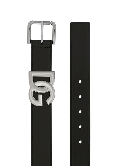 Dolce &amp; Gabbana Men Calfskin Belt With Dg Logo by Luosophy