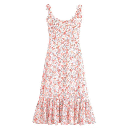 Women Clothing French Small Floral Print Slim Slimming Large Cami Dress by Ragazza