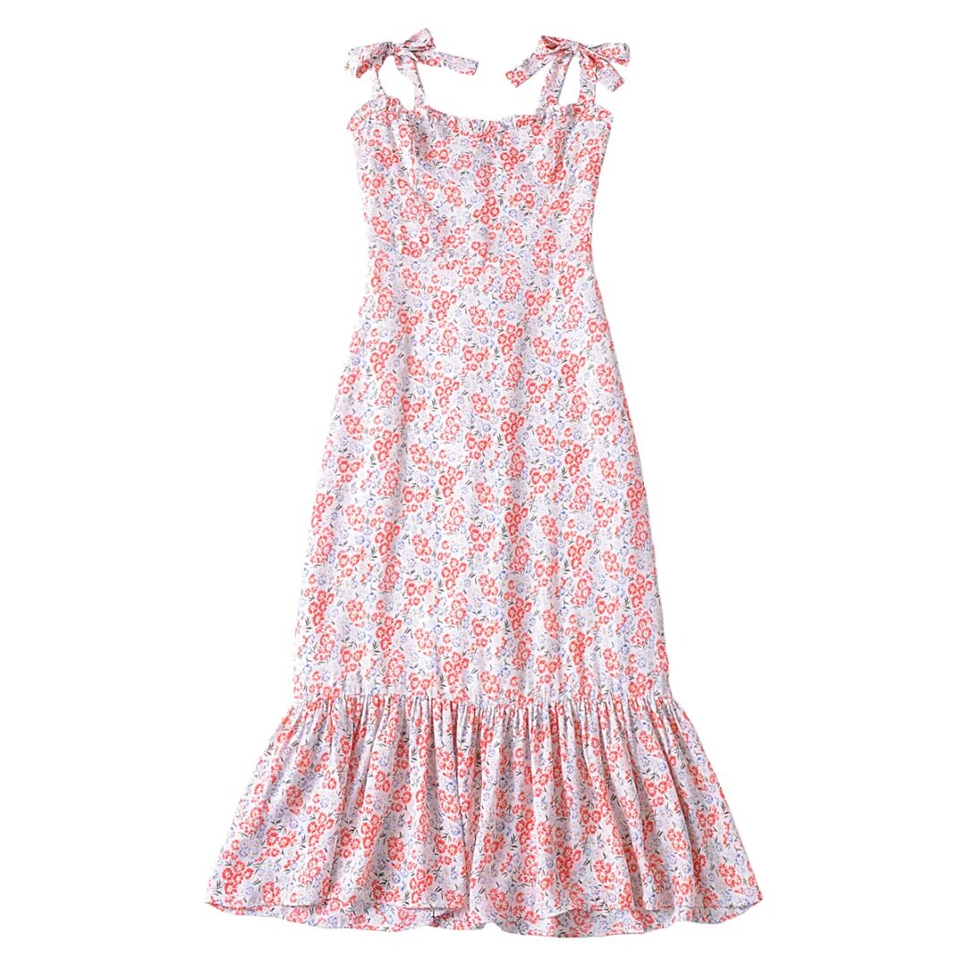 Women Clothing French Small Floral Print Slim Slimming Large Cami Dress by Ragazza