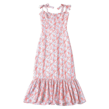 Women Clothing French Small Floral Print Slim Slimming Large Cami Dress by Ragazza
