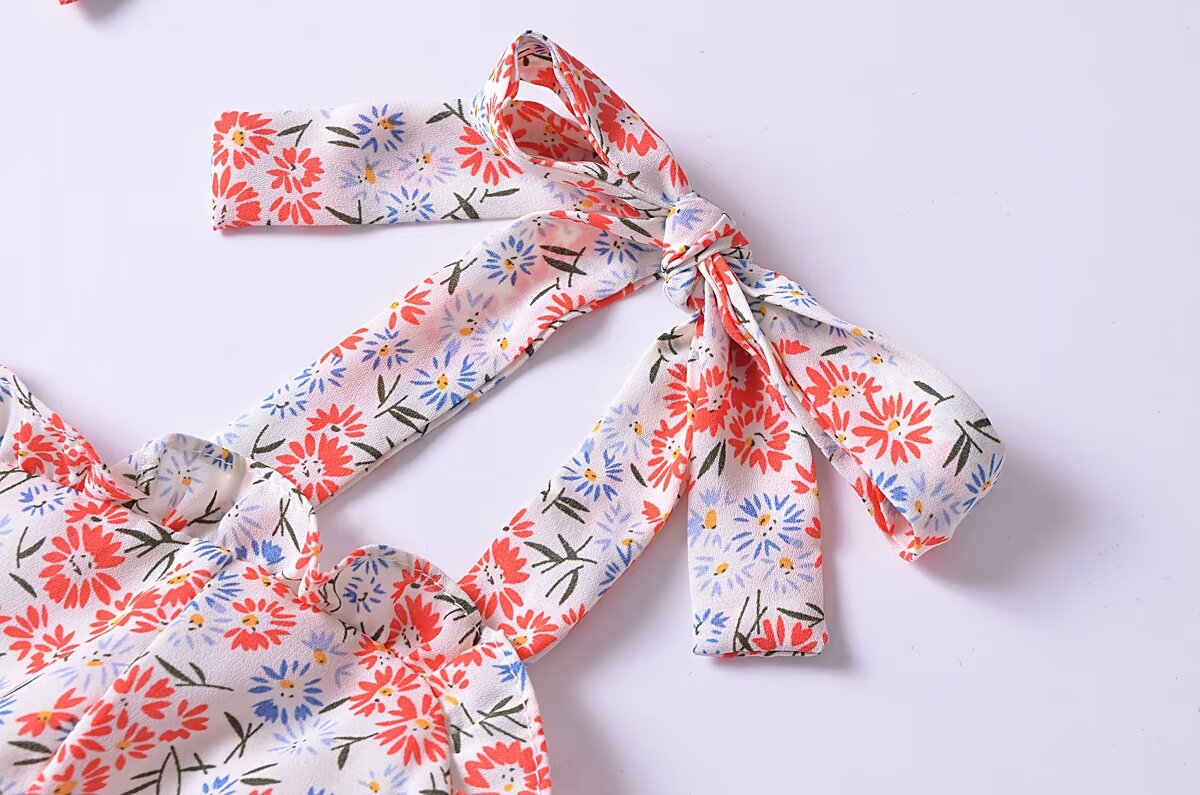 Women Clothing French Small Floral Print Slim Slimming Large Cami Dress by Ragazza