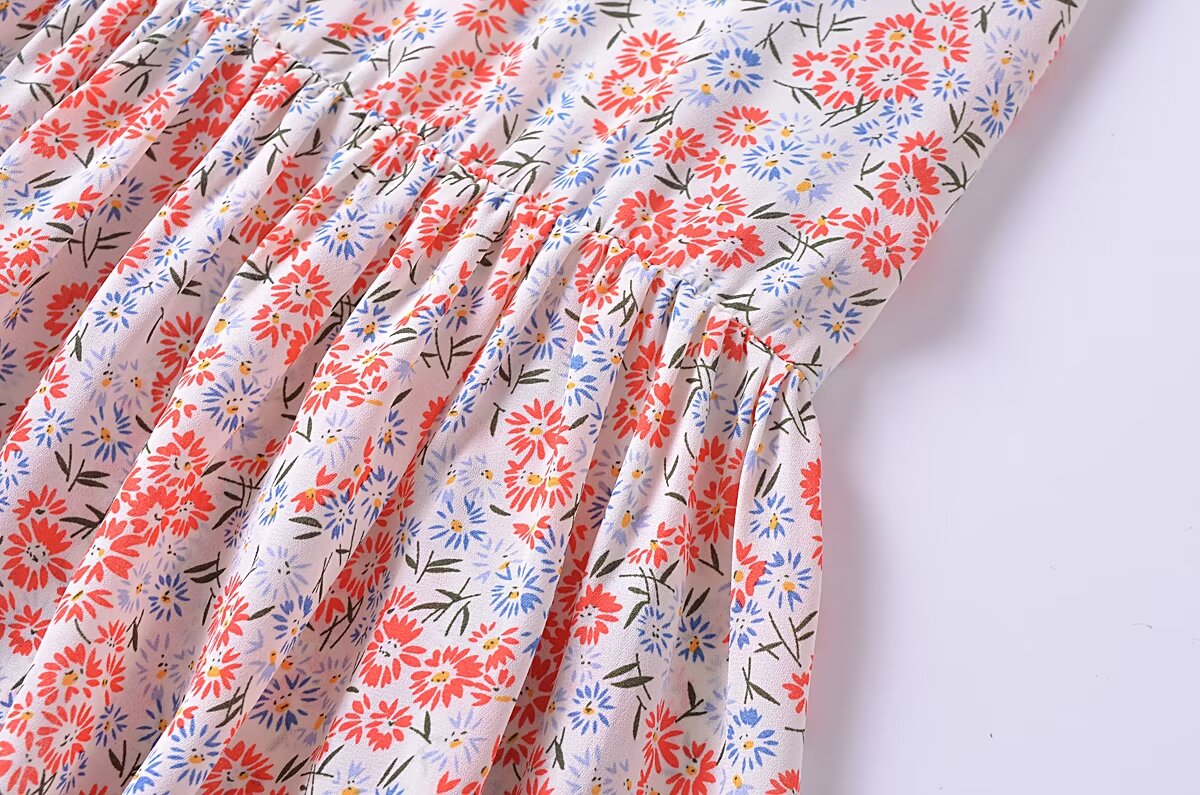 Women Clothing French Small Floral Print Slim Slimming Large Cami Dress by Ragazza