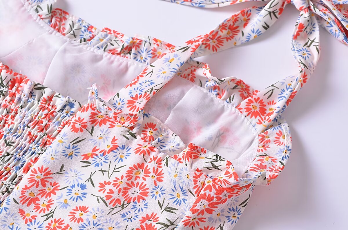 Women Clothing French Small Floral Print Slim Slimming Large Cami Dress by Ragazza