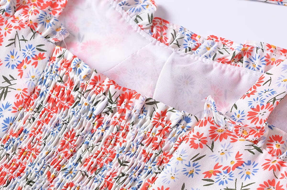 Women Clothing French Small Floral Print Slim Slimming Large Cami Dress by Ragazza