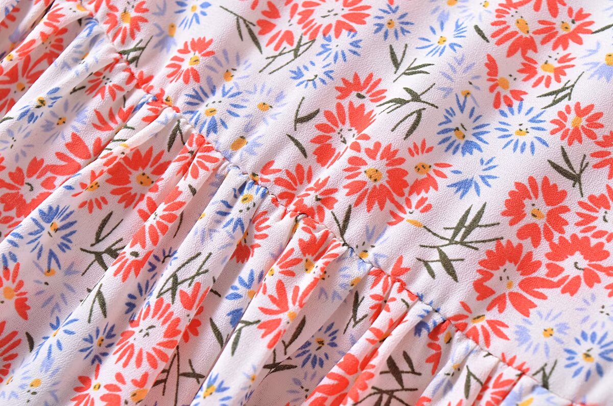 Women Clothing French Small Floral Print Slim Slimming Large Cami Dress by Ragazza