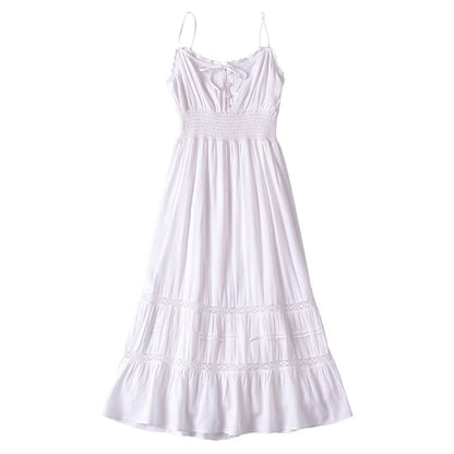 Early Spring French Vintage Sexy Elastic Waisted Slimming Lace Sling Dress by Ragazza