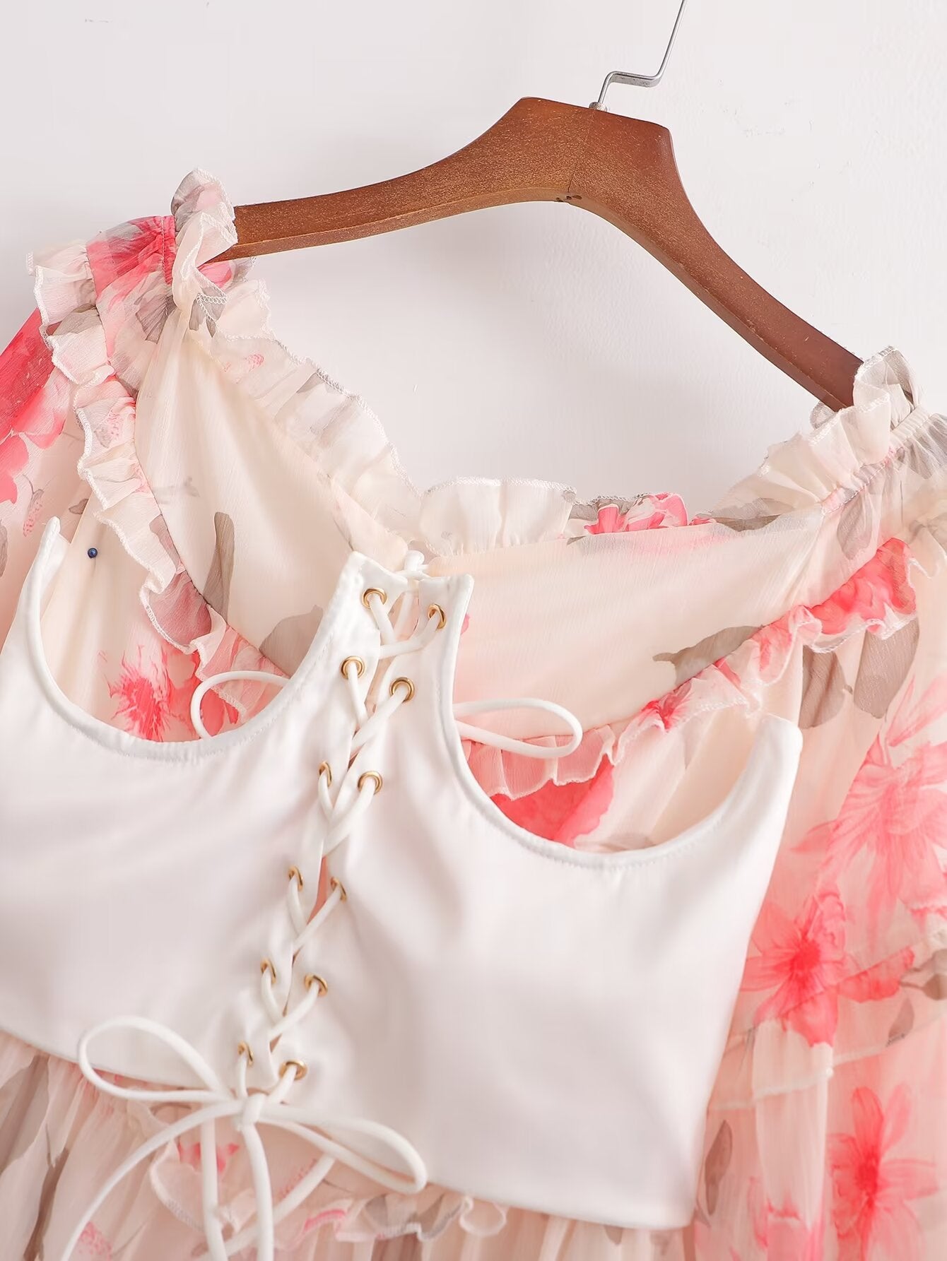Autumn Girly Ruffled Printed Sweet Super Fairy Gas Dress by Ragazza