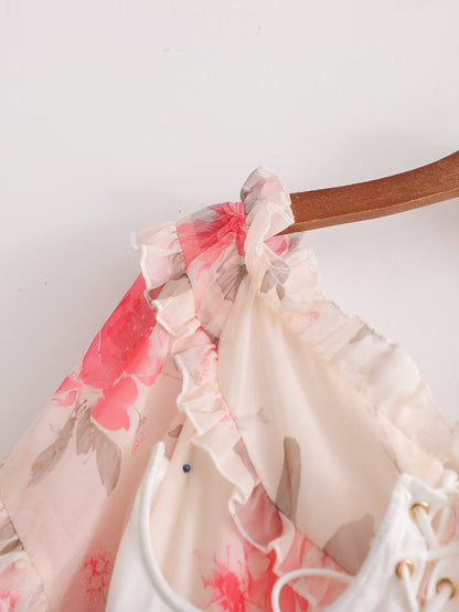 Autumn Girly Ruffled Printed Sweet Super Fairy Gas Dress by Ragazza