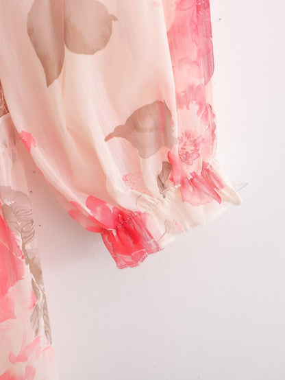 Autumn Girly Ruffled Printed Sweet Super Fairy Gas Dress by Ragazza