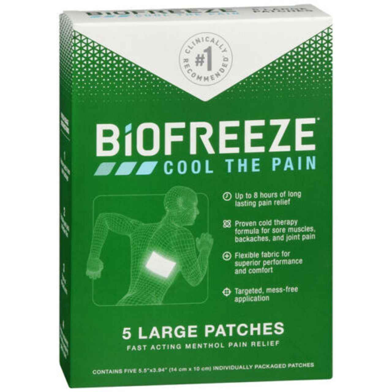 Biofreeze Pain Relief Patch - Large - 5 Count - 5% Menthol Cooling Formula