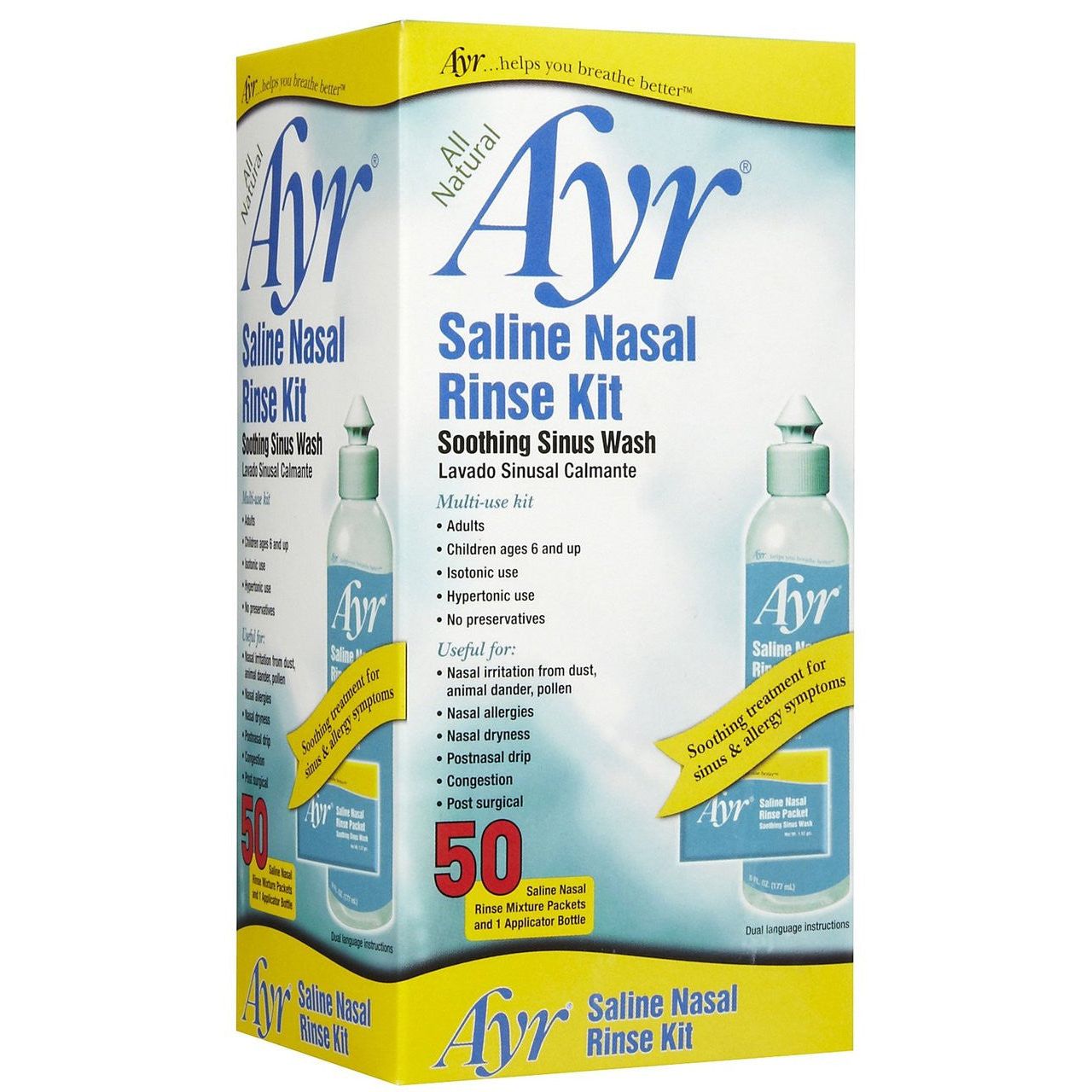 Ayr Saline Nasal Rinse Kit - 1 Bottle, 50 Refills by Pasteur Pharmacy