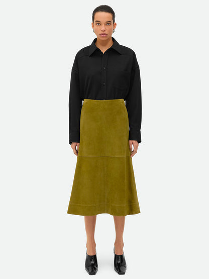 Bottega Veneta Women Suede Leather Midi Skirt by Luosophy