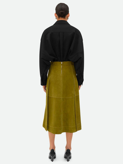 Bottega Veneta Women Suede Leather Midi Skirt by Luosophy