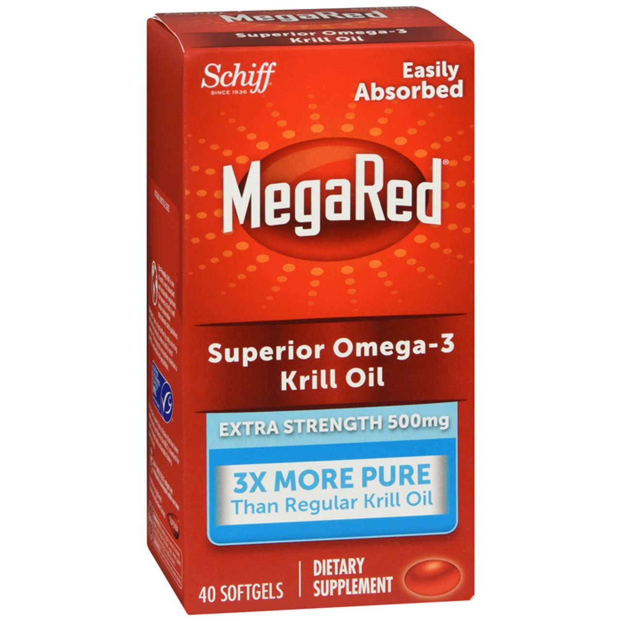 MegaRed Krill Oil, Superior Omega 3, Extra Strength, 500 Mg, Softgels 40ct by Pasteur Pharmacy