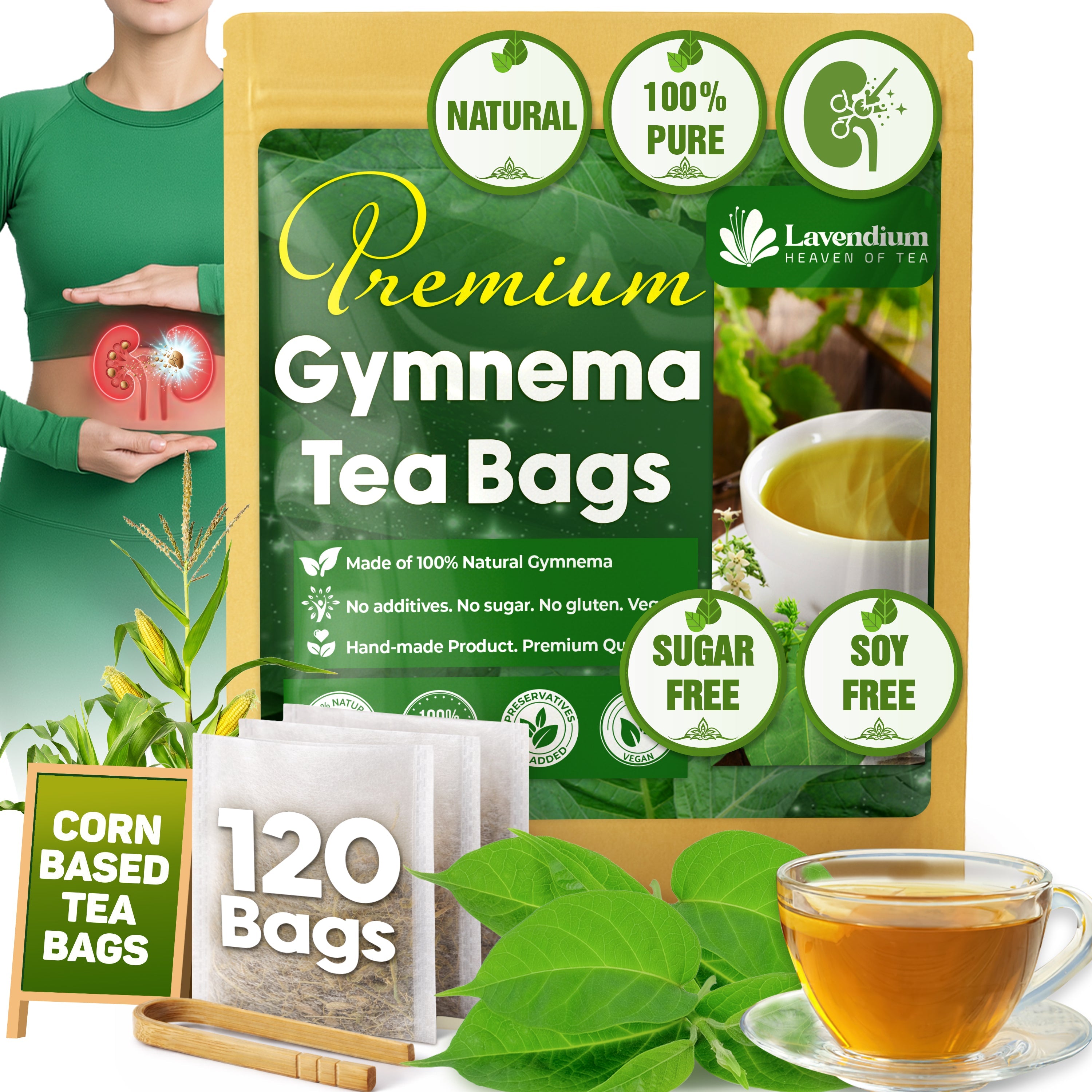 Premium Gymnema Leaf Tea Bags for Diabetics, 100% Natural &amp; Pure from Gymnema Leaves. by FreshDrinkUS - Natural and Premium Herbal Tea