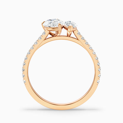 Emma Toi Et Moi Moissanite Ring in 10k Rose Gold With Pear and Marquise Two Stone Diamond (1 Ct. Tw.)