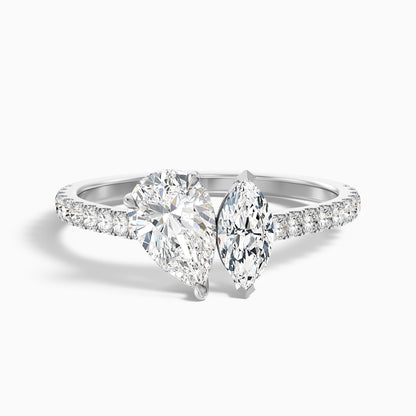 Annie Toi Et Moi Engagement Ring in 14k Rose Gold With Pear and Marquise Two Stone Lab Grown Diamond (4 Ct. Tw.)