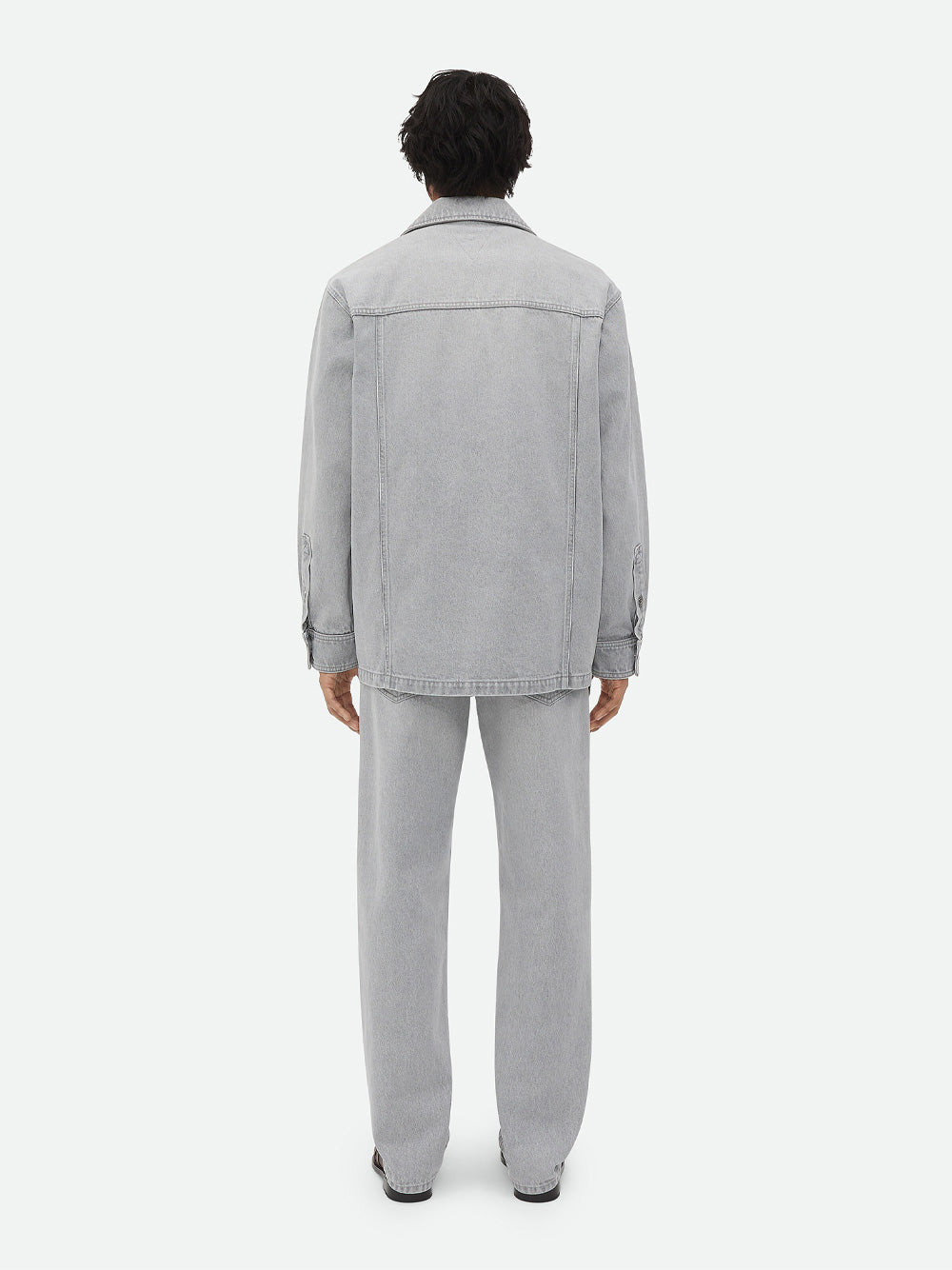 Bottega Veneta Men Light Grey Washed Denim Shirt by Luosophy