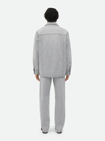 Bottega Veneta Men Light Grey Washed Denim Shirt by Luosophy