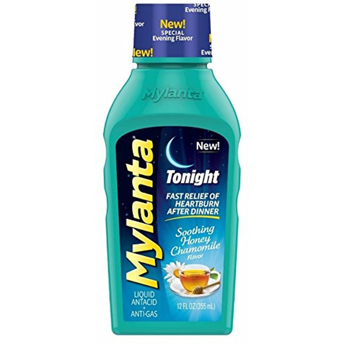 Mylanta Tonight Soothing Honey Chamomile Flavor Liquid Antacid + Anti Gas 12 Fl Oz 