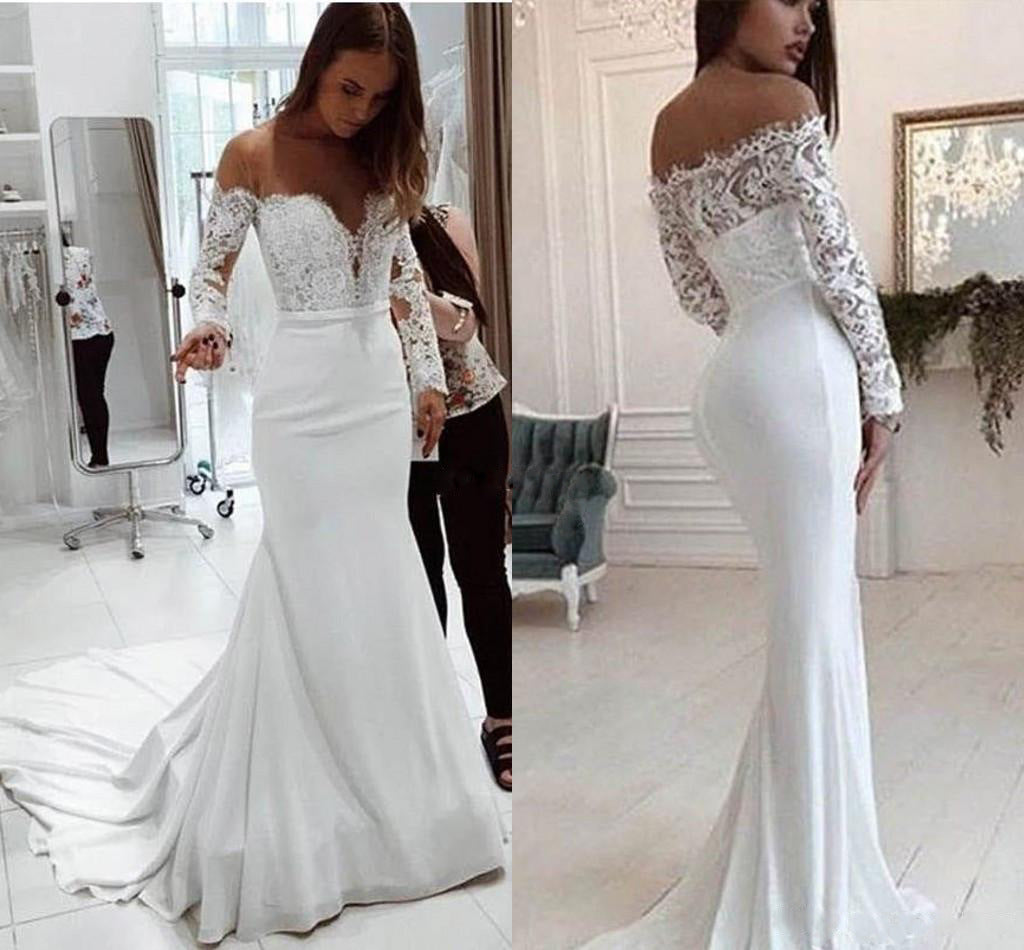 Autumn Women Clothing Off Shoulder Lace Long Sleeve Dress Mop Wedding Dress by Ragazza