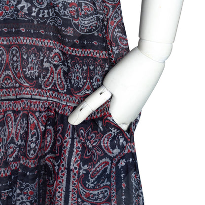Women Lapel Single Breasted Super Long Two Piece Set With Positioning Printed Dress by Ragazza