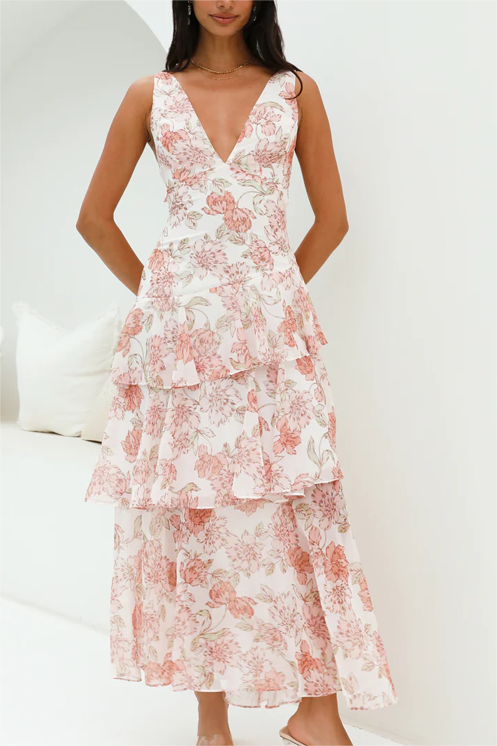 Summer Women Clothing Printed Asymmetric Tiered Dress by Ragazza