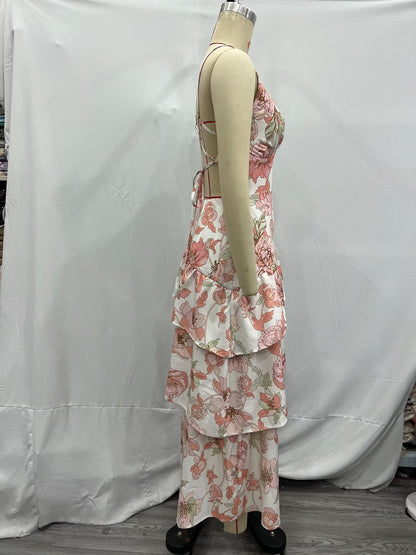 Summer Women Clothing Printed Asymmetric Tiered Dress by Ragazza