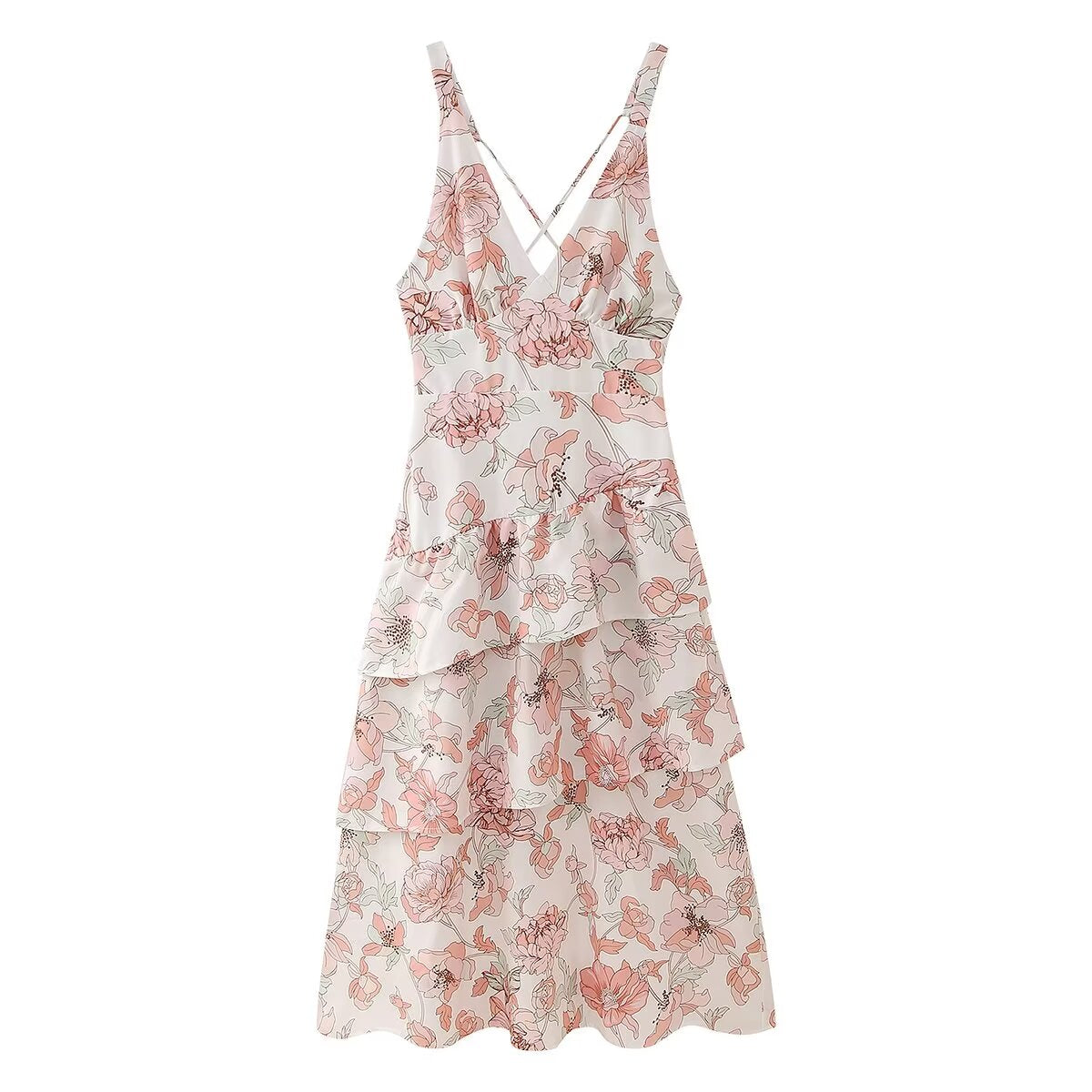 Summer Women Clothing Printed Asymmetric Tiered Dress by Ragazza