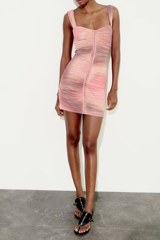 Spring Women Clothing Slim Print Silk Net Short Dress by Ragazza
