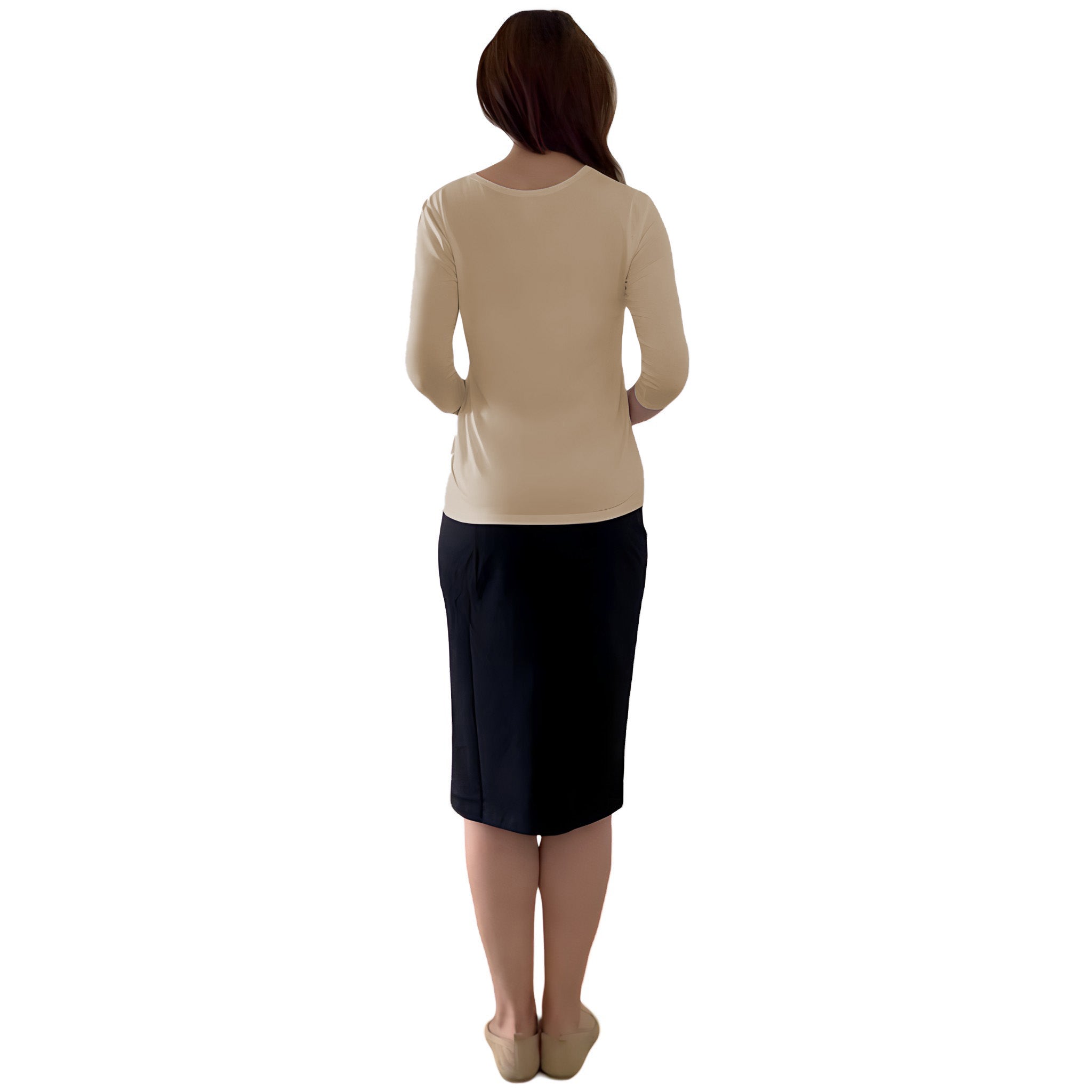 Modest 3/4 Sleeve Layering Shell with Below Collarbone Neckline by Kosher Casual USA