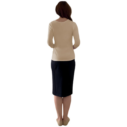 Modest 3/4 Sleeve Layering Shell with Below Collarbone Neckline by Kosher Casual USA