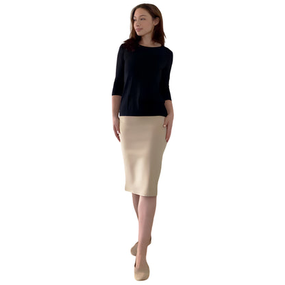 Modest 3/4 Sleeve Layering Shell with Below Collarbone Neckline by Kosher Casual USA
