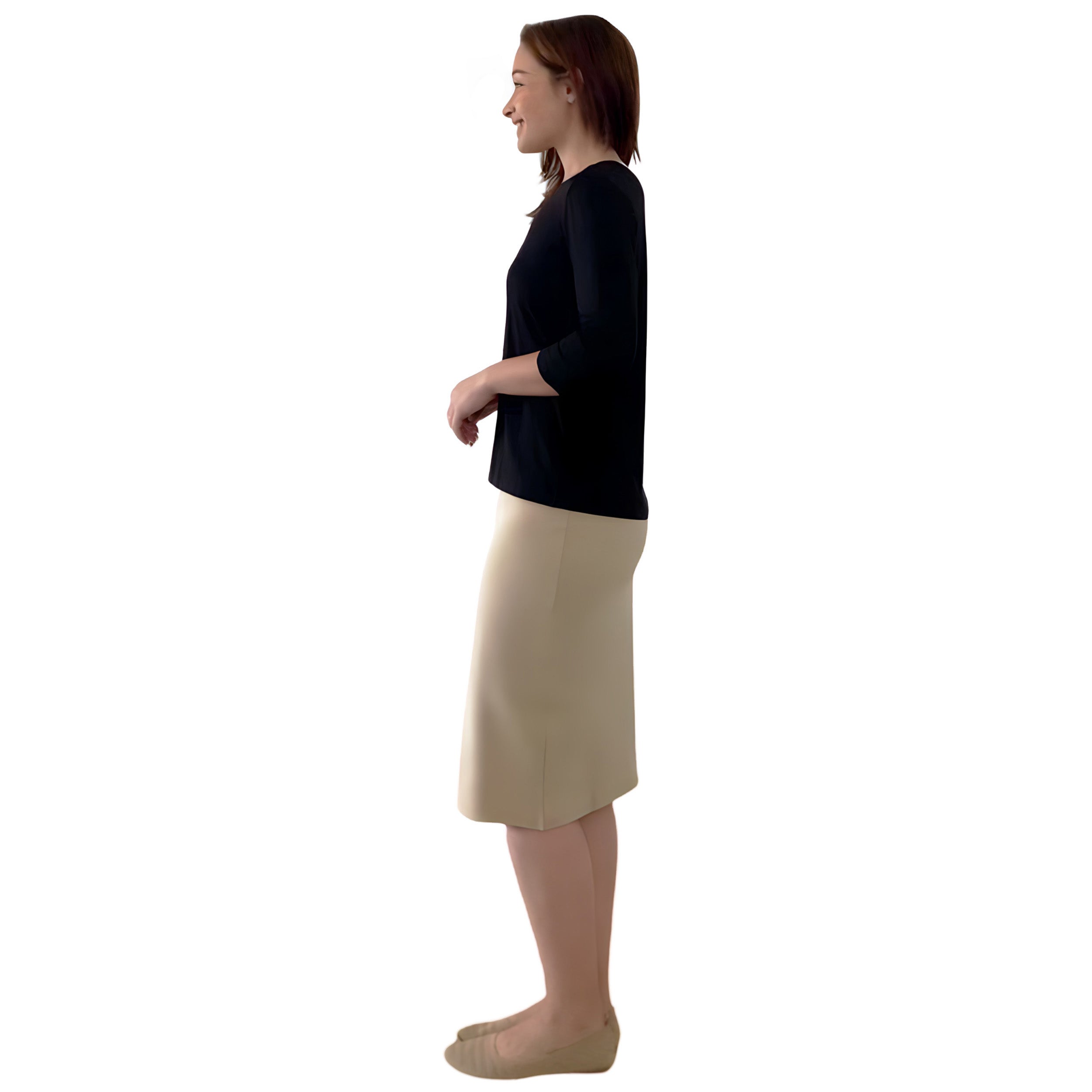 Modest 3/4 Sleeve Layering Shell with Below Collarbone Neckline by Kosher Casual USA