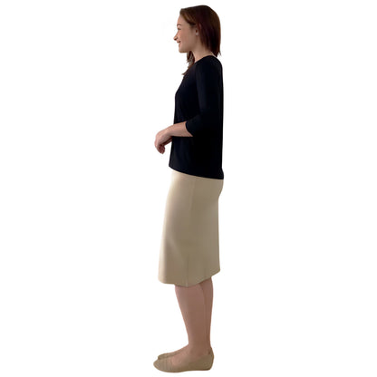 Modest 3/4 Sleeve Layering Shell with Below Collarbone Neckline by Kosher Casual USA