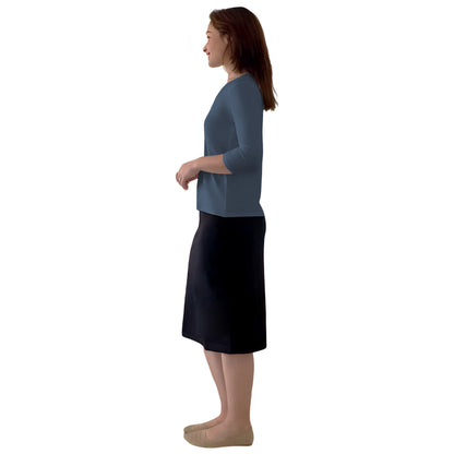 Modest 3/4 Sleeve Layering Shell with Below Collarbone Neckline by Kosher Casual USA