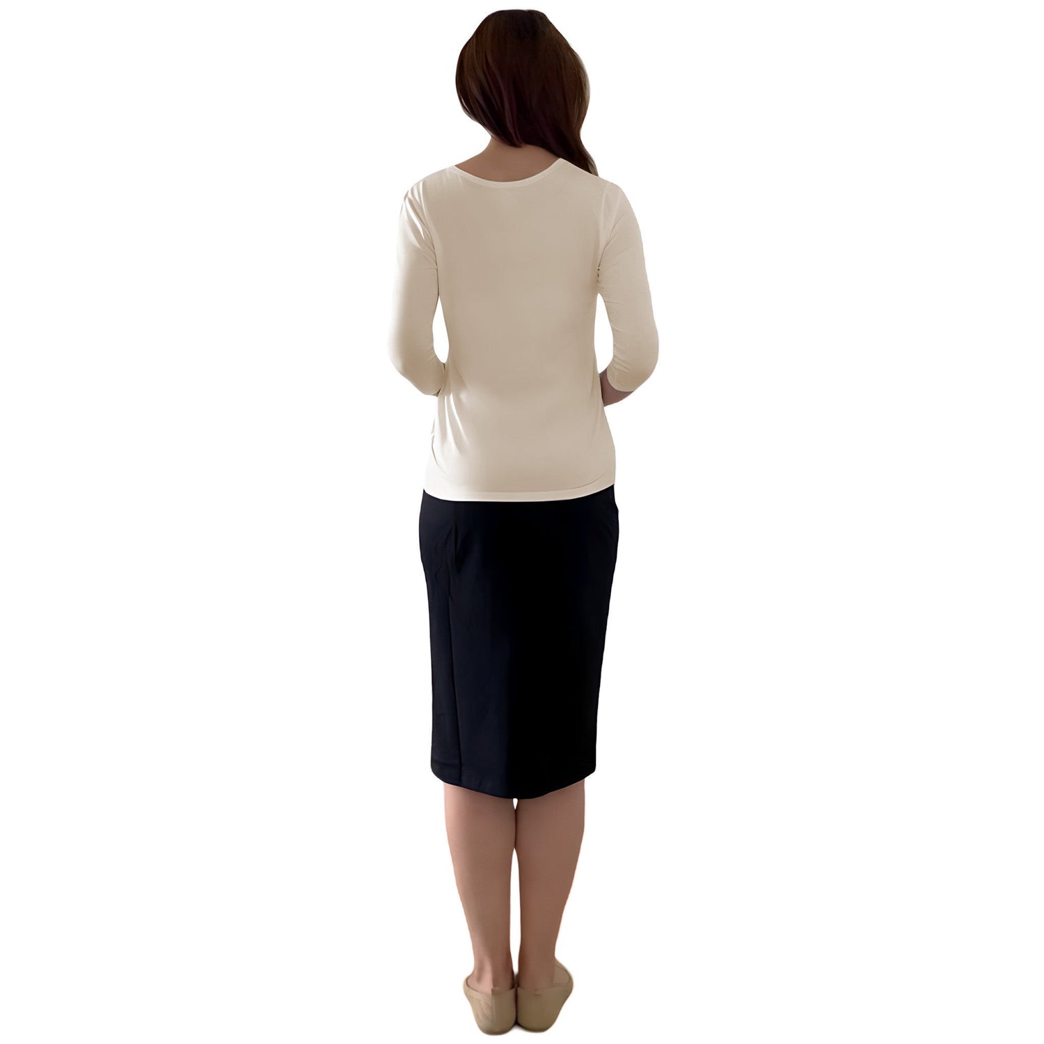 Modest 3/4 Sleeve Layering Shell with Below Collarbone Neckline by Kosher Casual USA