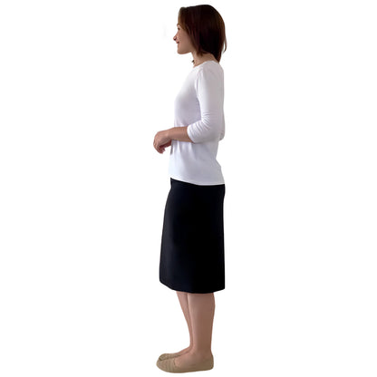 Modest 3/4 Sleeve Layering Shell with Below Collarbone Neckline by Kosher Casual USA