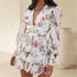 Spring Creative Fresh V Neck Printed Chiffon Layered Tiered Dress by Ragazza