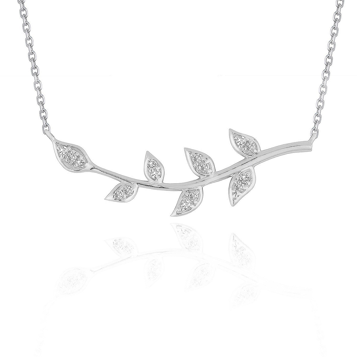 Diamond Vine Design Pendant in 14k White Gold by Bids.com