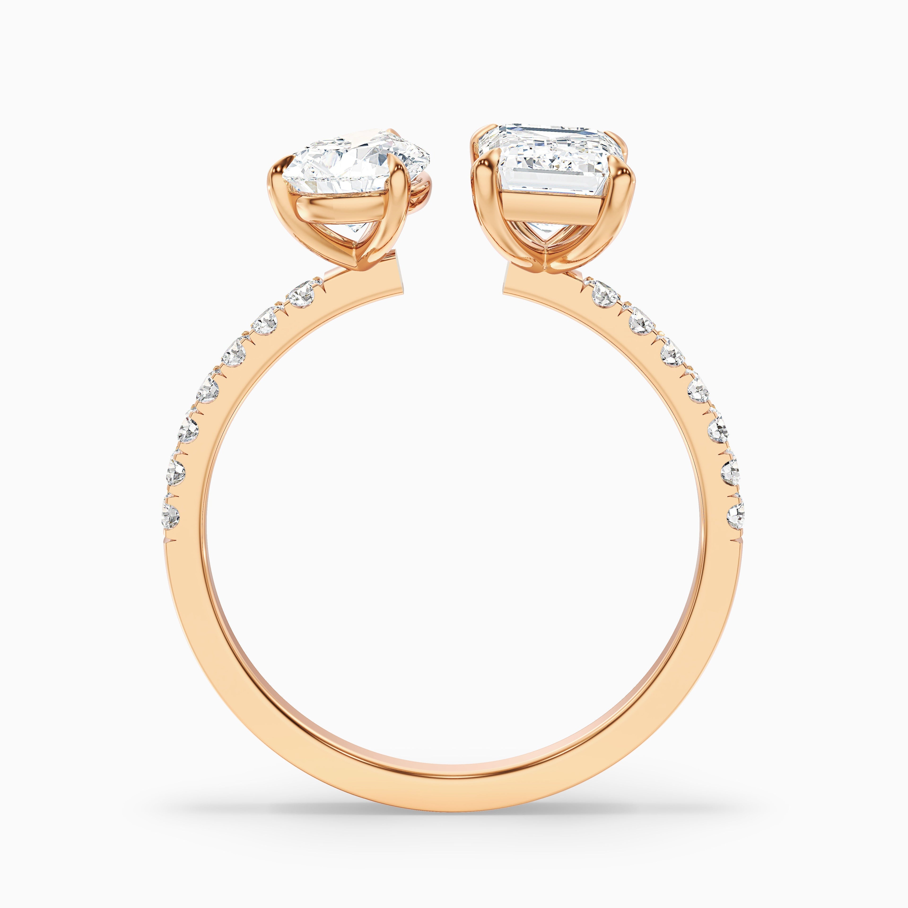 Rosie Toi Et Moi Engagement Ring in 925 Sterling Silver With Pear and Emerald Two Stone Lab Grown Diamond (1.5 Ct. Tw.)