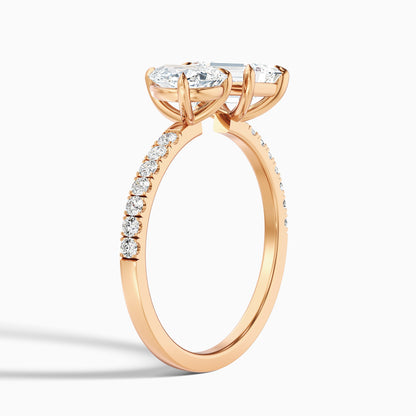 Rosie Toi Et Moi Engagement Ring in 925 Sterling Silver With Pear and Emerald Two Stone Lab Grown Diamond (3 Ct. Tw.)