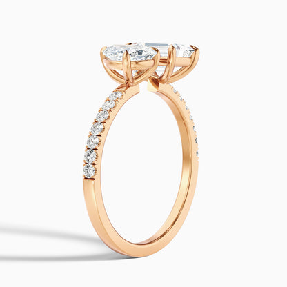 Katie Toi Et Moi Ring in 18k Yellow Gold With Pear and Emerald Two Stone Moissanite Diamond (3.5 Ct. Tw.)  DestGlow