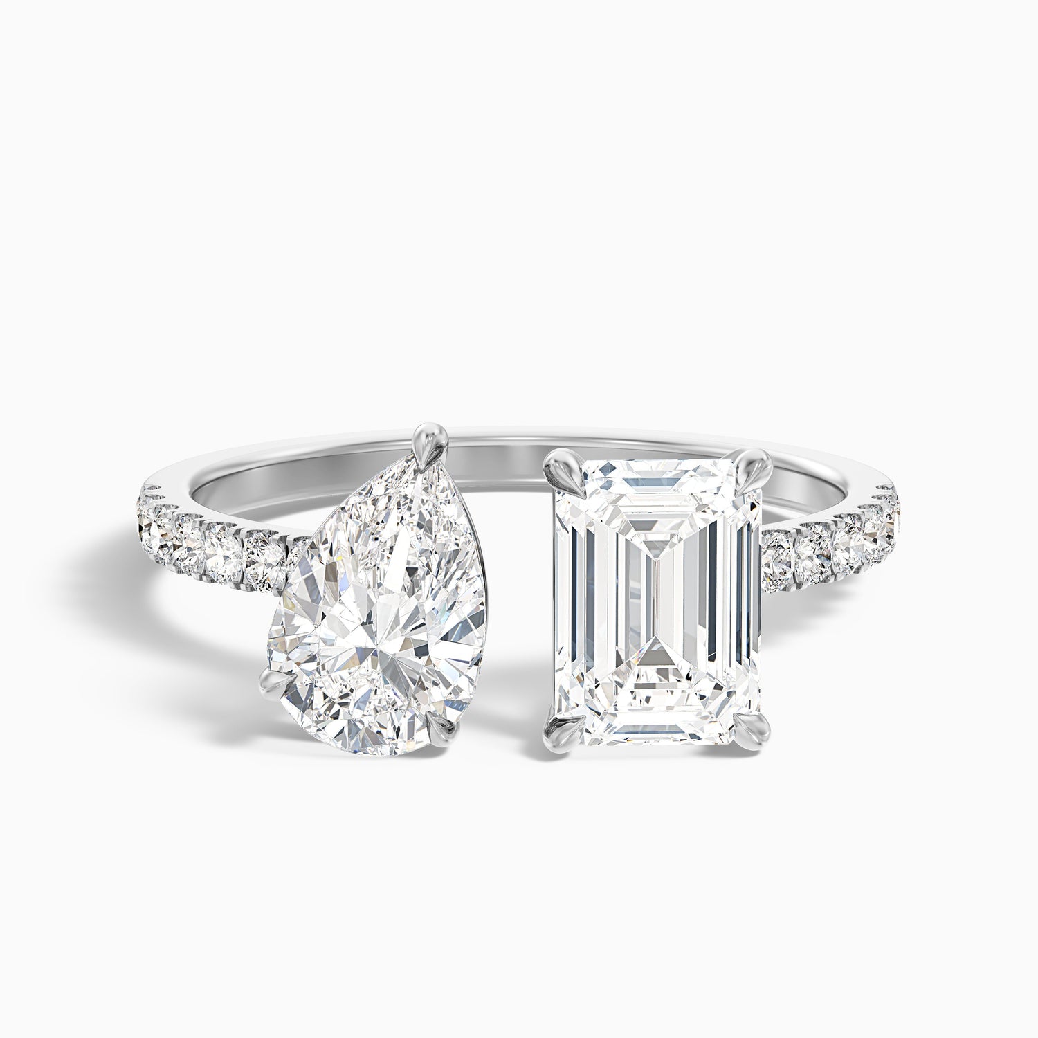 Rosie Toi Et Moi Engagement Ring in 14k Yellow Gold With Pear and Emerald Two Stone Lab Grown Diamond (5 Ct. Tw.)