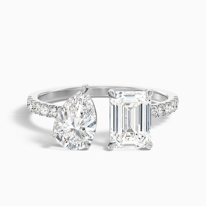 Rosie Toi Et Moi Engagement Ring in 14k Yellow Gold With Pear and Emerald Two Stone Lab Grown Diamond (5 Ct. Tw.)